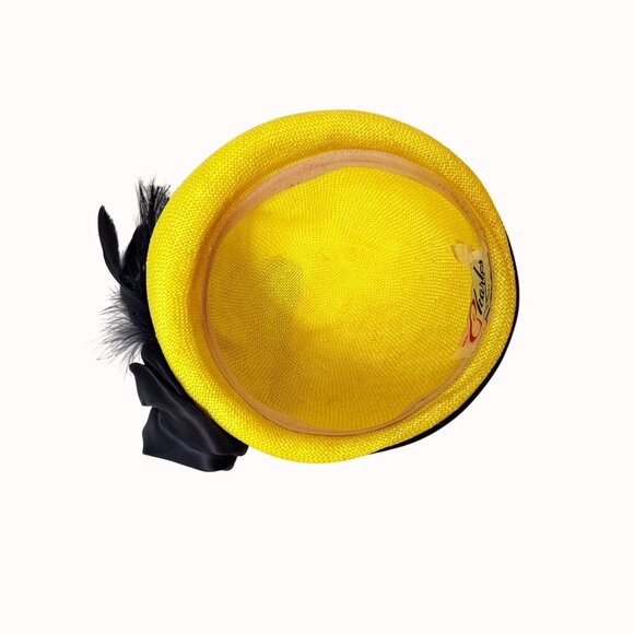 Mr Charles Yellow Feather Hat Fascinator VTG Retro Church Tea Party 50s Style main image 14